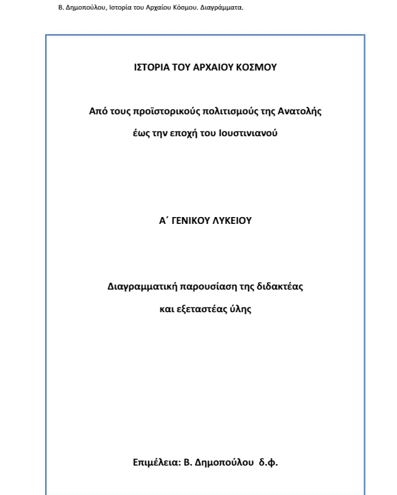 Σχεδιαγράμματα Ιστορίας του Αρχαίου Κόσμου Α΄ Λυκείου